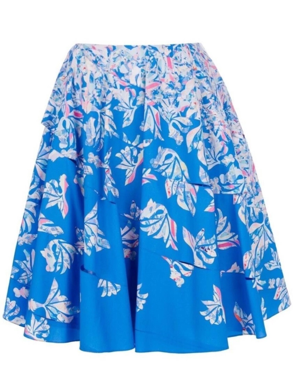 Cacharel Women's Blue Aline Floral Printed Flare Cotton Skirt Size US 8
